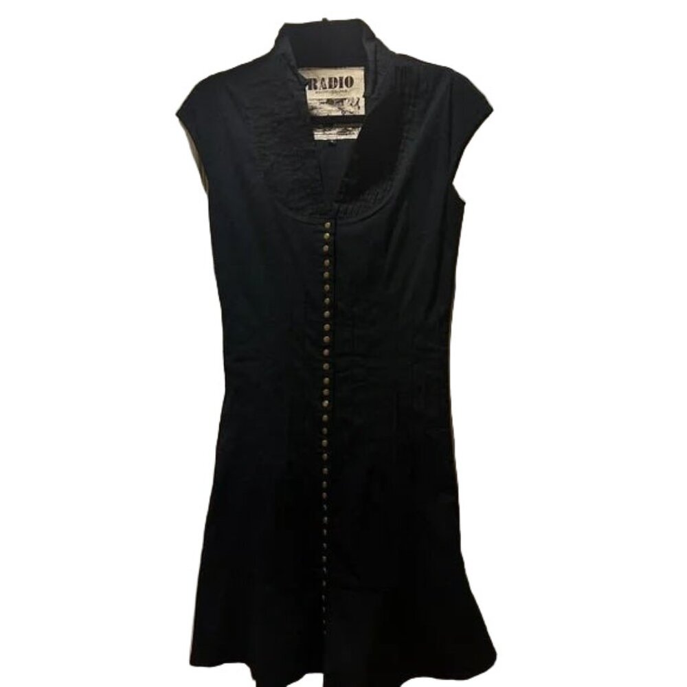 RADIO Black Button-Front Vintage-Inspired Dress – Size M